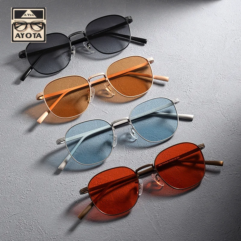 

Pure Titanium Vintage Square Fashion Sunglasses Men High Quality Ultra-light Outdoor Handmade UV400 Protective SUNGLASSES Women