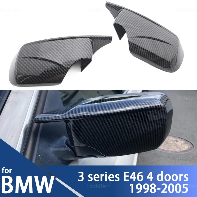 1 pair Side Case Trim ABS Carbon Fiber Style Rearview Mirror Cover For BMW E46 316i 318d 320d 320i 323i 325i 328i 330i 1998-2005