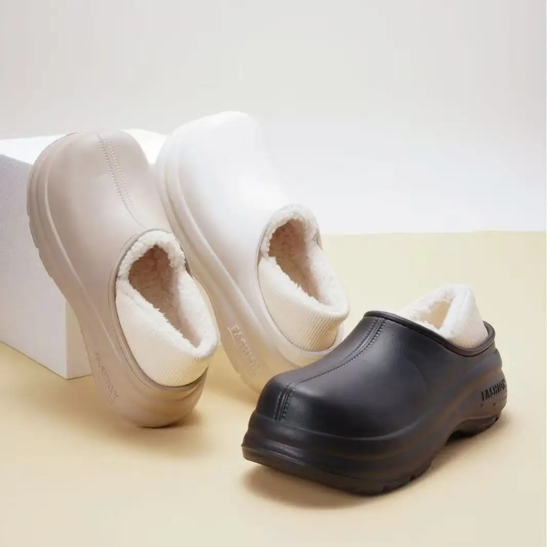 

2025 New Women Winter Furry Slippers Fashion Warm Soft Thick Sole Plush Fluffy Slippers New Couple Outdoor Non-slip Cotton Shoes