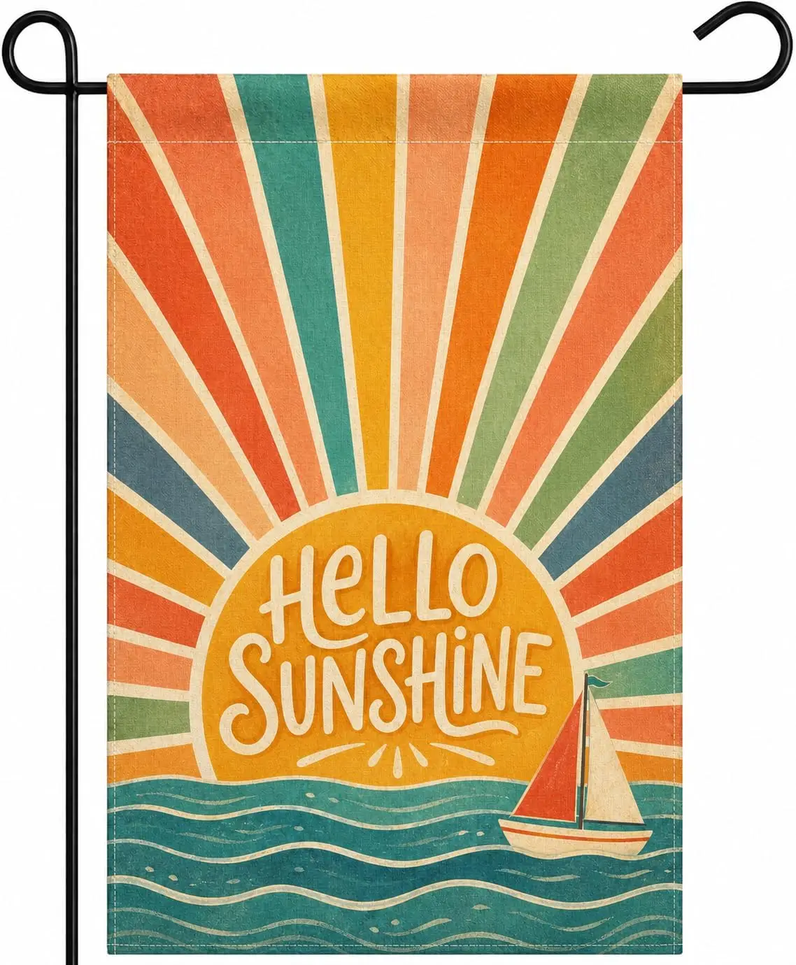 Hello Sunshine Colorful Garden Flag, 12 x 18 Inch Double Sided Summer Flag Burlap, Classic Farmhouse Yard Holiday Outdoor De kkz
