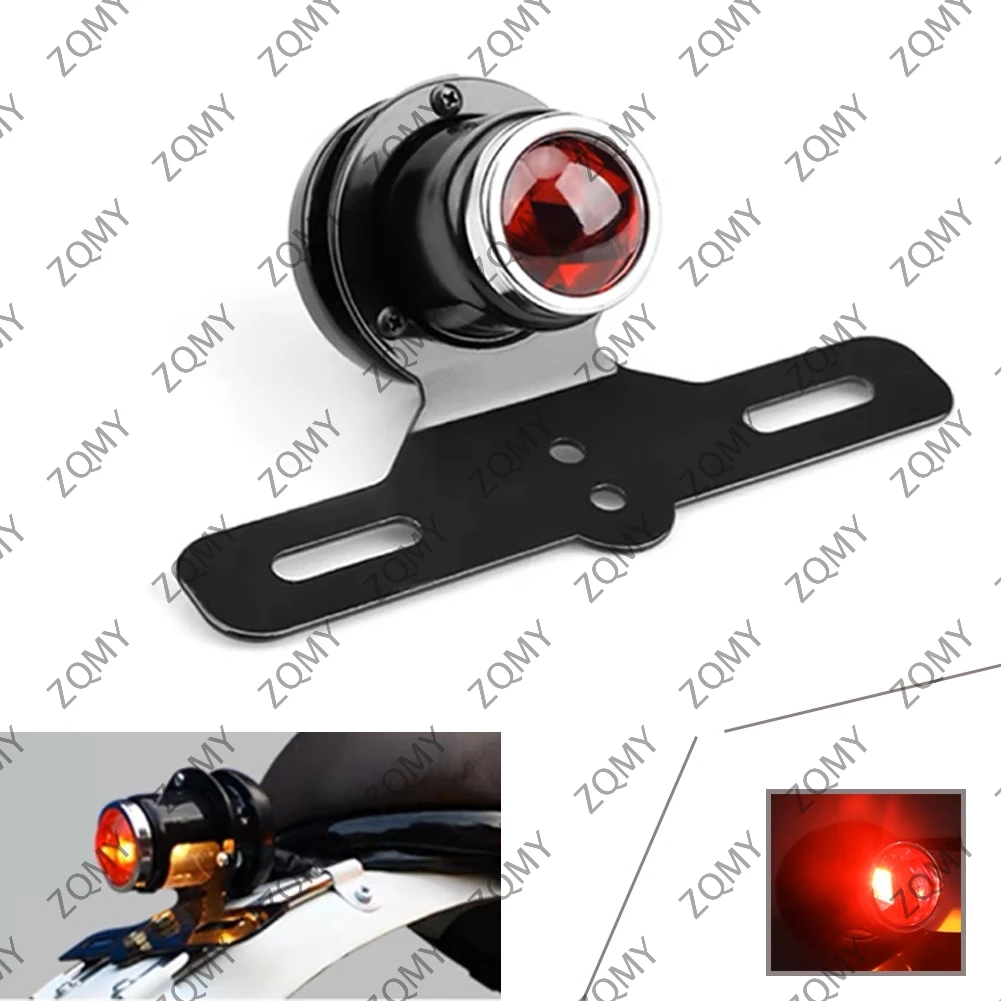 Round Retro Motorcycle Brake Tail Light LED Lamp Indicator For Bobber Chopper Cafe Racer