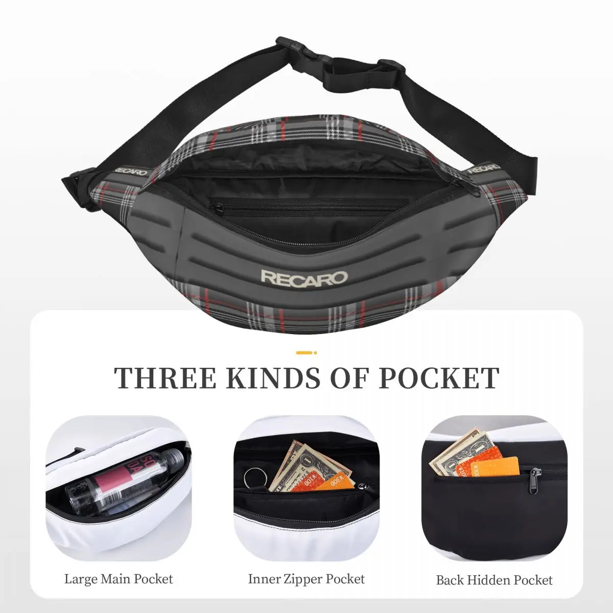 Casual Man Waist Bags Recaros Logo Merch Crossbody Chest Bag Accessories For Men Stylish Strap Bag With 3 Zipper Pockets