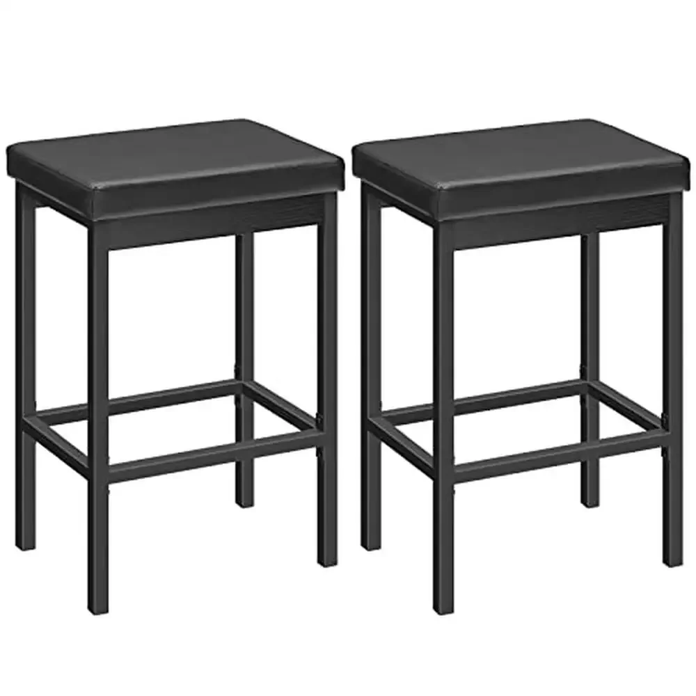 

Set of 2 Modern Bar Stools with Soft Seat Sturdy Metal Frame Wide Application Easy to Install & Clean 24.8-Inch Height Kitchen