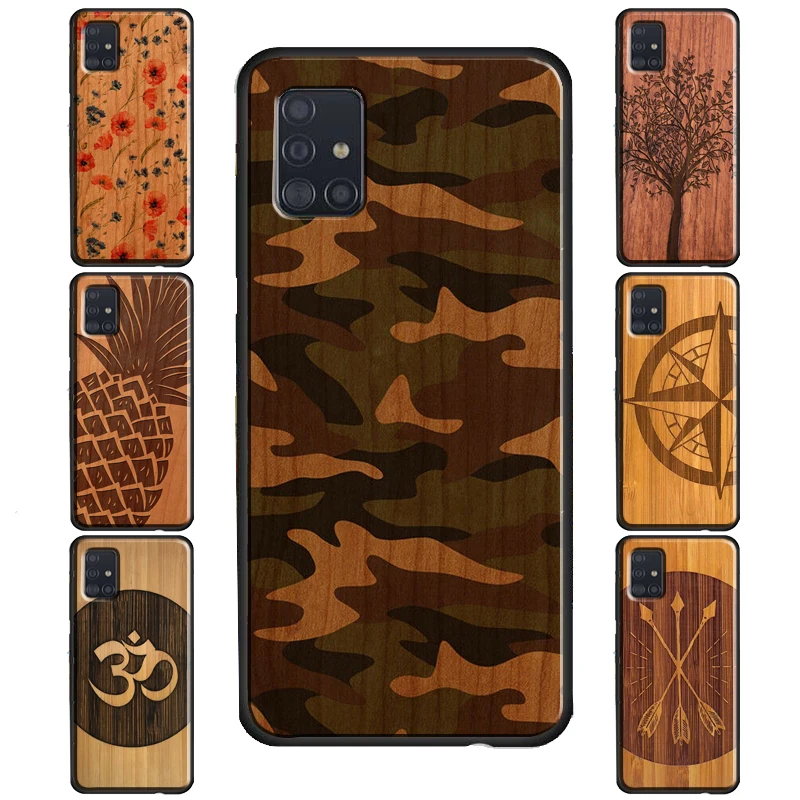 Pineapple Compass Camo Wood Case For Samsung Galaxy S20 FE S22 S21 Ultra S8 S9 S10 Note 10 Plus S10e Note 20 Ultra