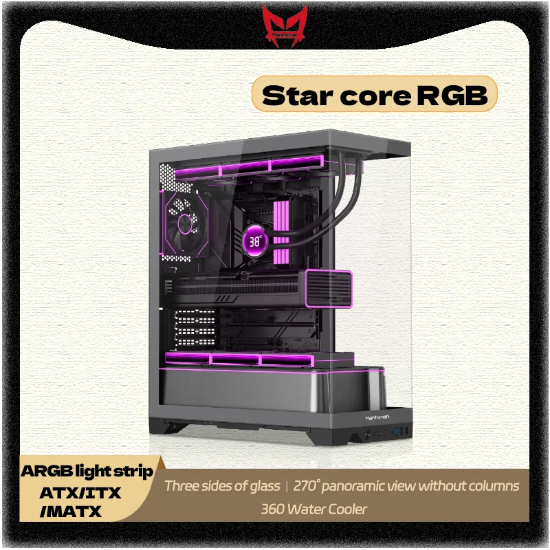 

MANTISMAN Star Core RGB PC gaming case MATX/ATX/ITX three sided glass 360 ​​water cooler Desktop computer case gabinete gamer