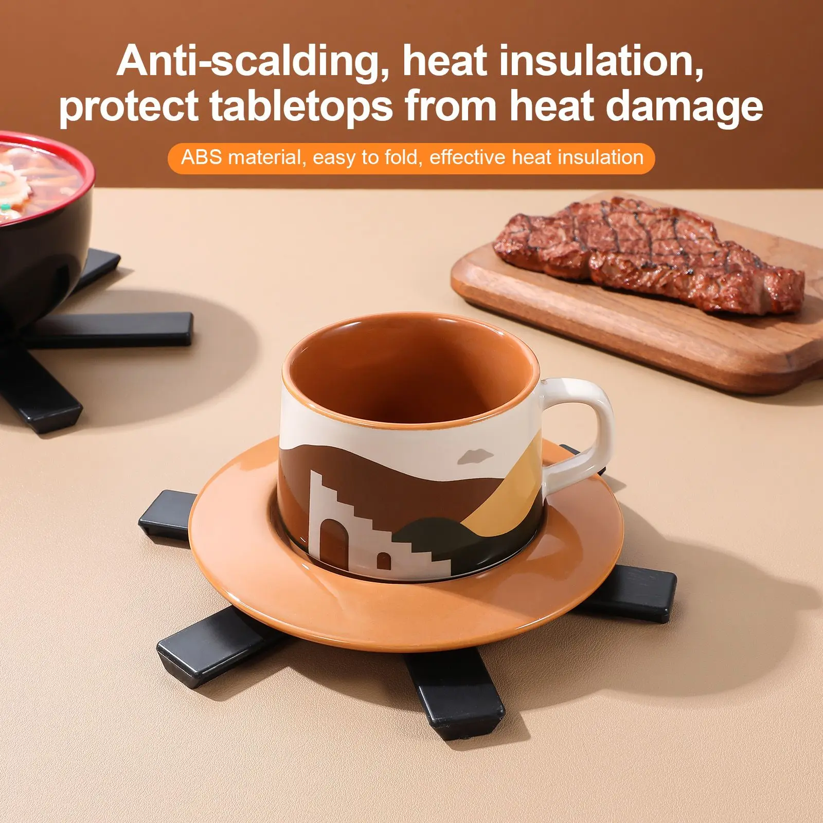 Mantel Individual antiescaldado, salvamanteles plegables antiescaldado para olla caliente, Protector superior de encimera, calefacción y aislamiento hexagonal, 4 Uds.