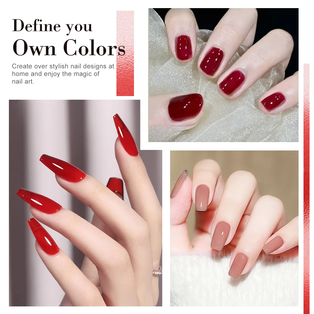 LIMEGIRL 8 قطعة جل طلاء الأظافر عدة بريق الأحمر شبه الدائم الأشعة فوق البنفسجية هلام الورنيش نقع قبالة طلاء الأظافر قاعدة معطف معطف فوقي مجموعة #4