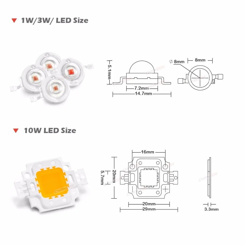 Chanzon Hochleistungs-LED-Chip, orange, bernsteinfarben, 1 W, 3 W, 10 W, COB-LED-Leuchtmittel, 595 nm – 600 nm/600 nm – 605 nm, integriert für