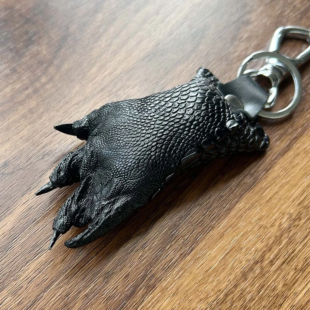 Couro genuíno crocodilo pele Keychain, Carteira com chaveiro, Garra dianteira e traseira, Mosquetão