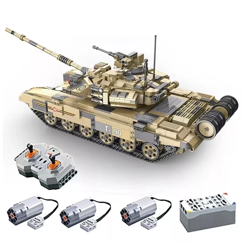 Cada 1722PCS WW2 War Military Remote Control T90 Tank Technical Model Building Blocks Compatible Army Bricks RC Toy For Kids Boy