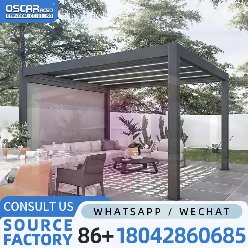 Waterproof Remote Control Motorized Automatic Aluminium Outdoor Pergola Roof Louvers Bioclimatica System for Garden Patio Balcon