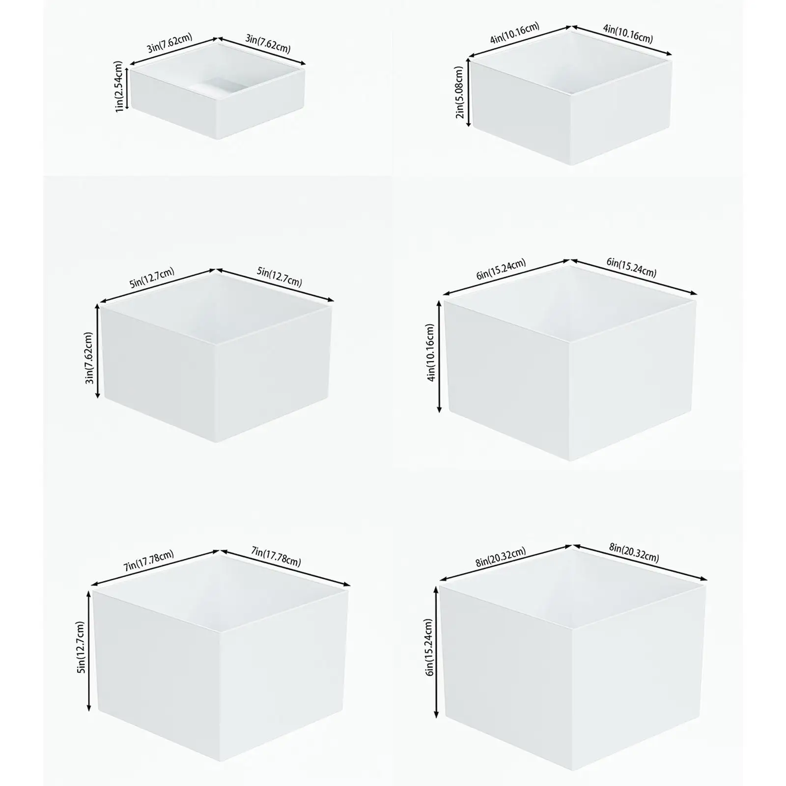 6 pièces Buffet Riser Food Riser 3", 4", 5", 6", 7", 8'' Présentoir Cube empilable