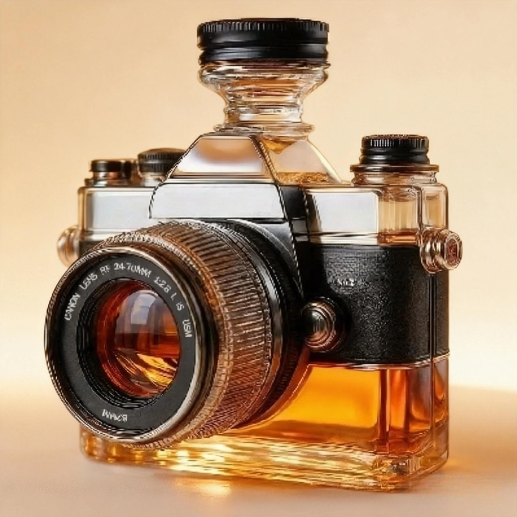 Camera Shape Glass Whiskey Empty Wine Bottle Home Restaurant Bar Wine Display Decoration Red Wine Storage Container Gift