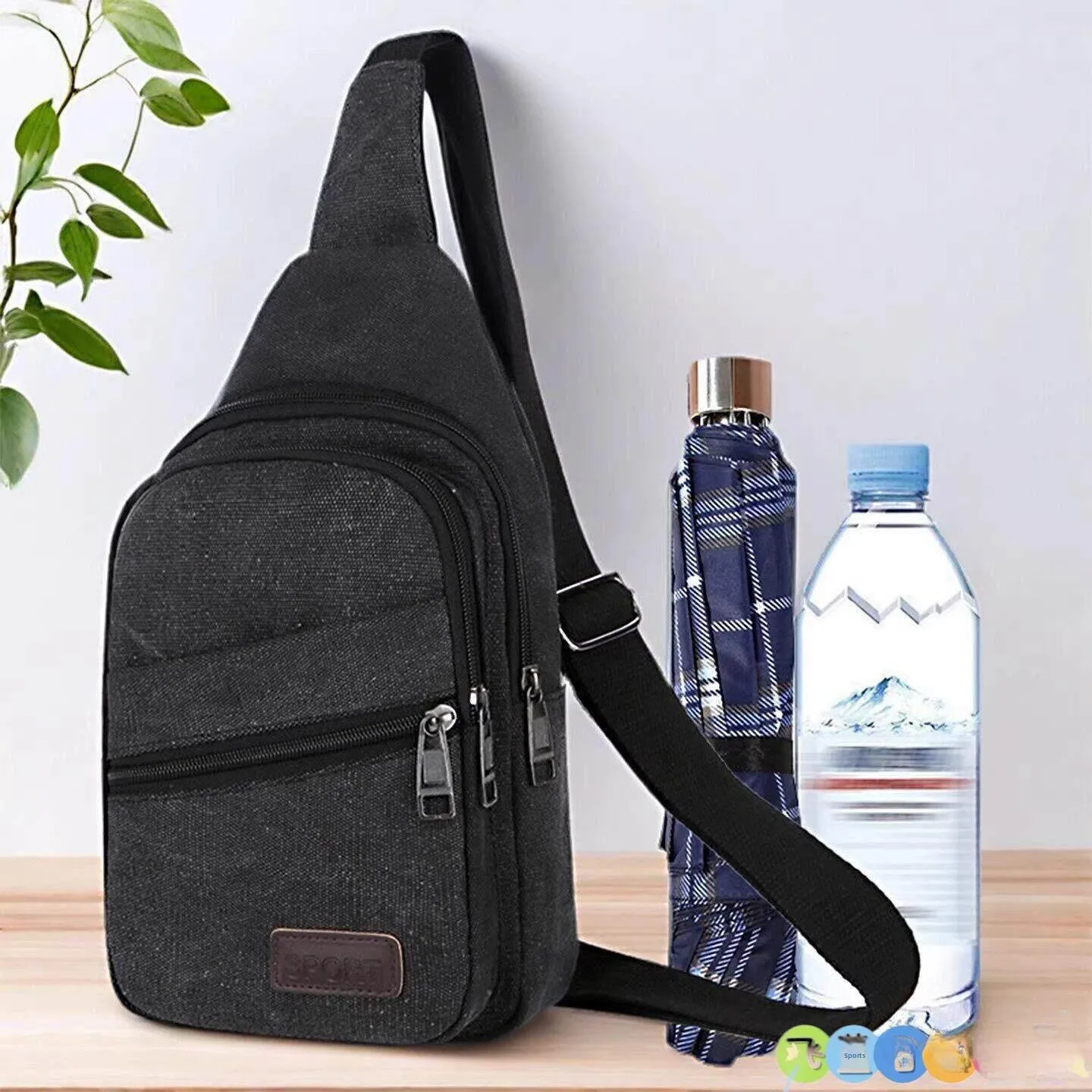 Men's Large Canvas Crossbody Chest Bag - alternate angle