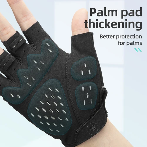 Imagen 2 del producto ROCKBROS guantes de ciclismo medio dedo a prueba de golpes verano transpirable MTB guantes de bicicleta de carretera hombres mujeres deportes bicicleta pantalones cortos guantes