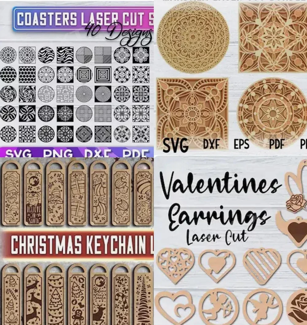 435 Laser Cut Bundle SVG DXF EPS Format CNC Files Engraving SVG Design Vector Toy Gift Decoration Art Files for CNC Laser