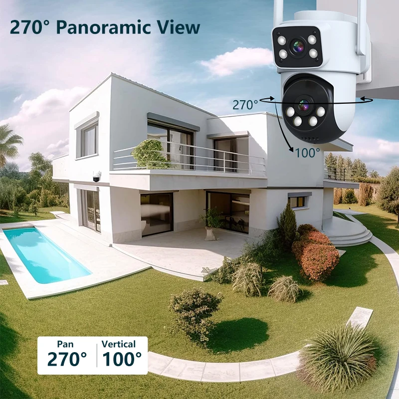 2K 4MP iCsee  APP Dual Lens Wireless PTZ Alarm  IP Dome Camera Full Color AI Humanoid Detection Home Security CCTV Baby Monitor