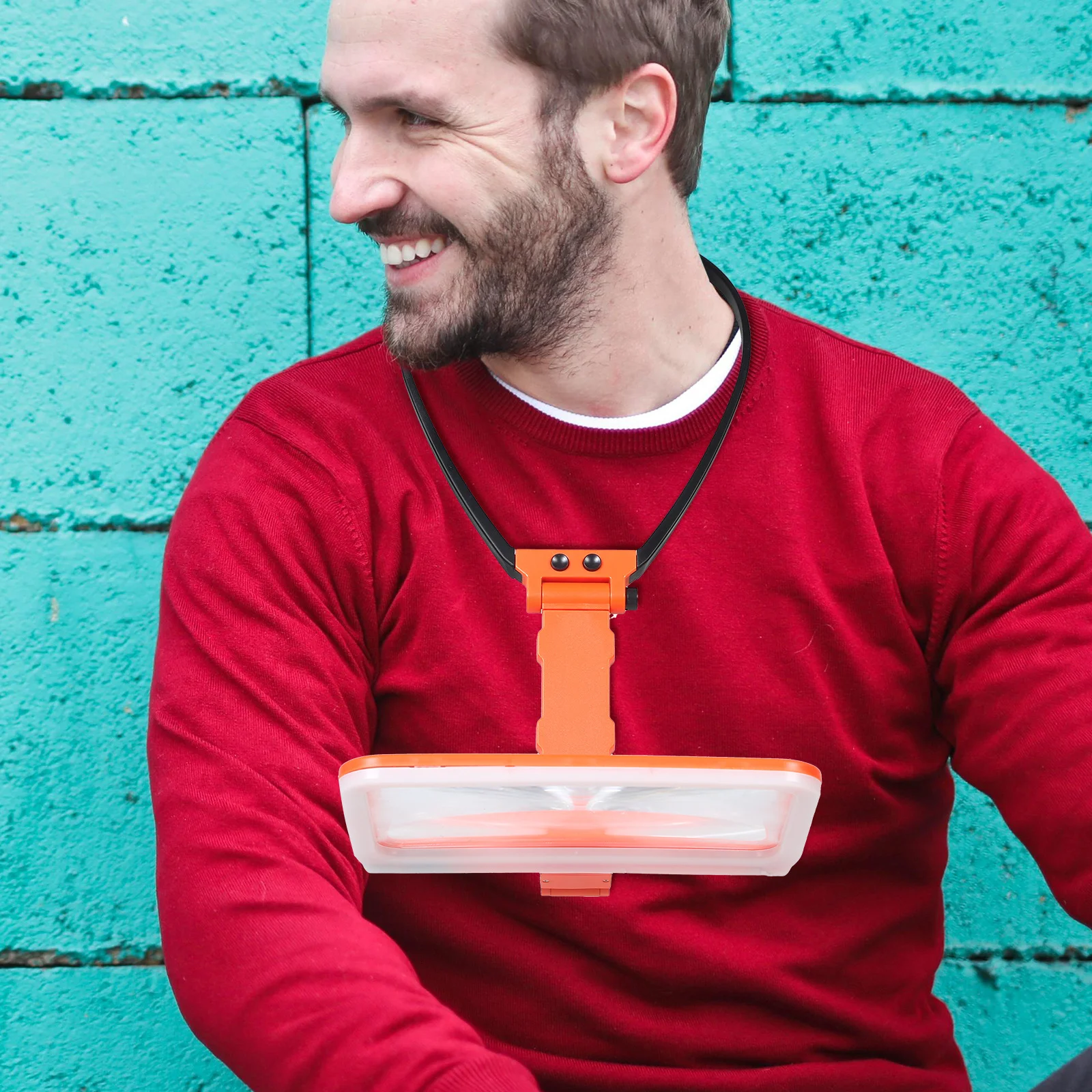 

Large Page Magnifier 5X with 48 LED Lights Illumination for Reading Magazines Books Seniors Portable Neck Wear