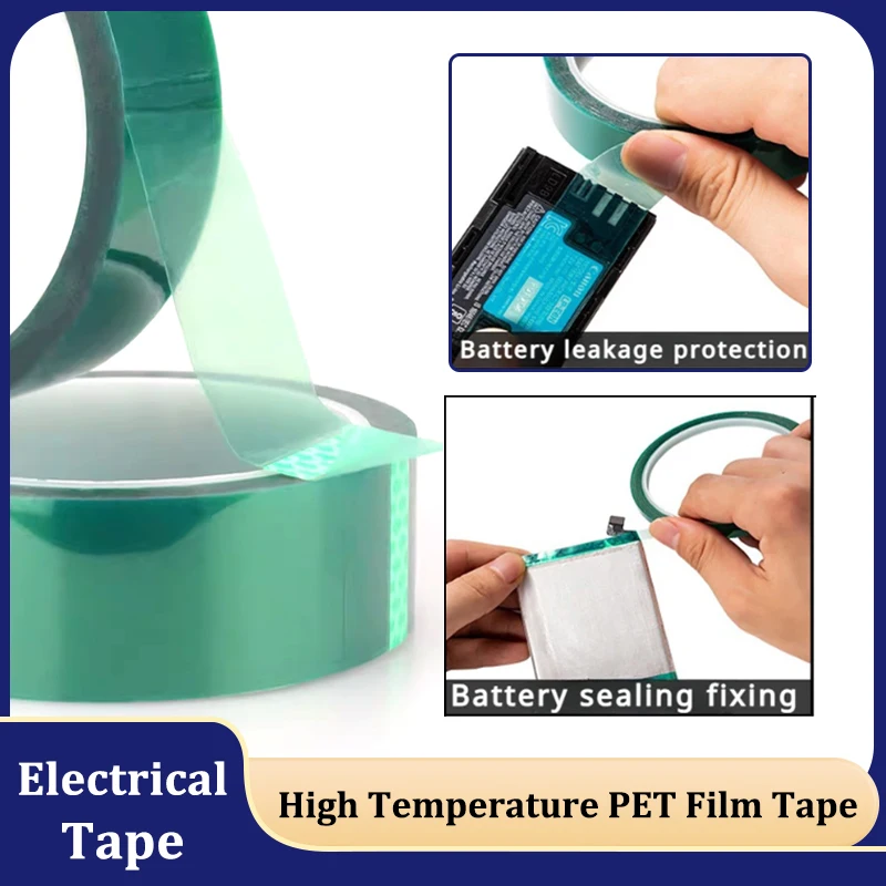 

High Temperature Tape 3 5 8 10 12 15 - 100mm Green PET Film Heat Resistant PCB Solder SMT Plating Shield Insulation Protection