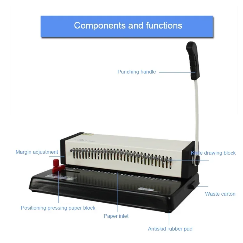 H3018 Wire Binding Machine Ring Binding Punch Card Machine A4 30hole Manual Punching Machine 18 sheets Punching capacity