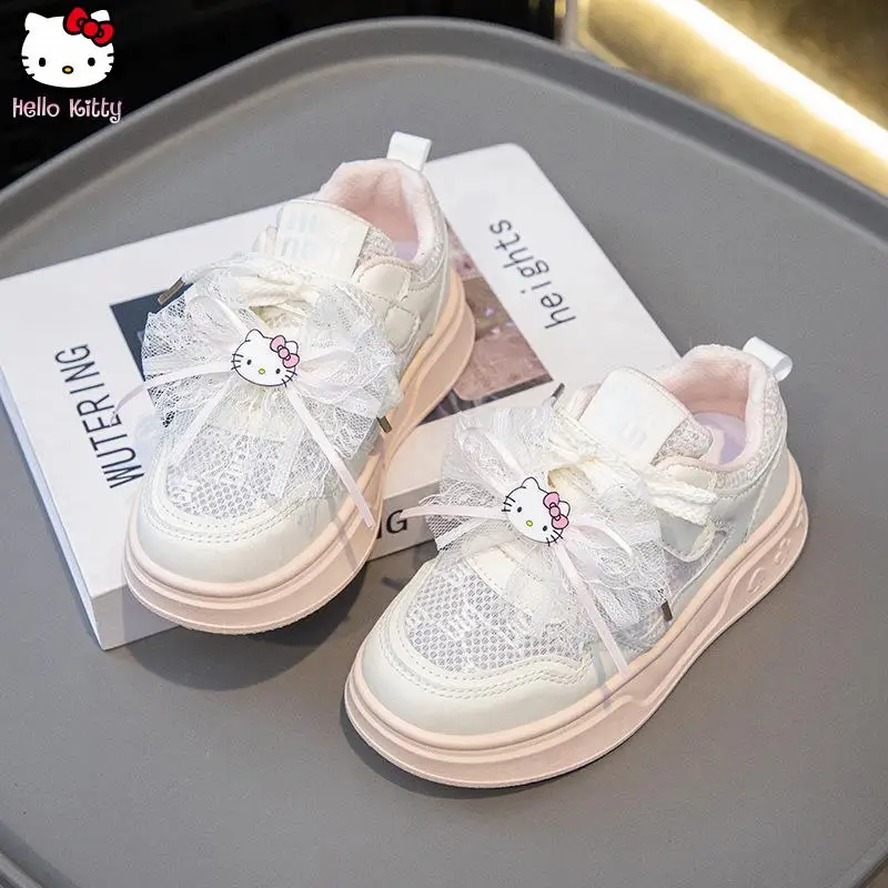 

Дышащие кроссовки с кружевной сеткой Hello Kitty для девочек с героями мультфильмов, весенне-осенние новые кавайные модные туфли для папы, обувь Sanrio на мягкой подошве