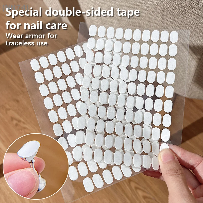 【FEB-NN74】100 Stück doppelseitiges Klebeband für Maniküre-Displays – transparenter Acryl-Nagelkunst-Arbeitsplatten-Klebestreifen, zuschneidbar