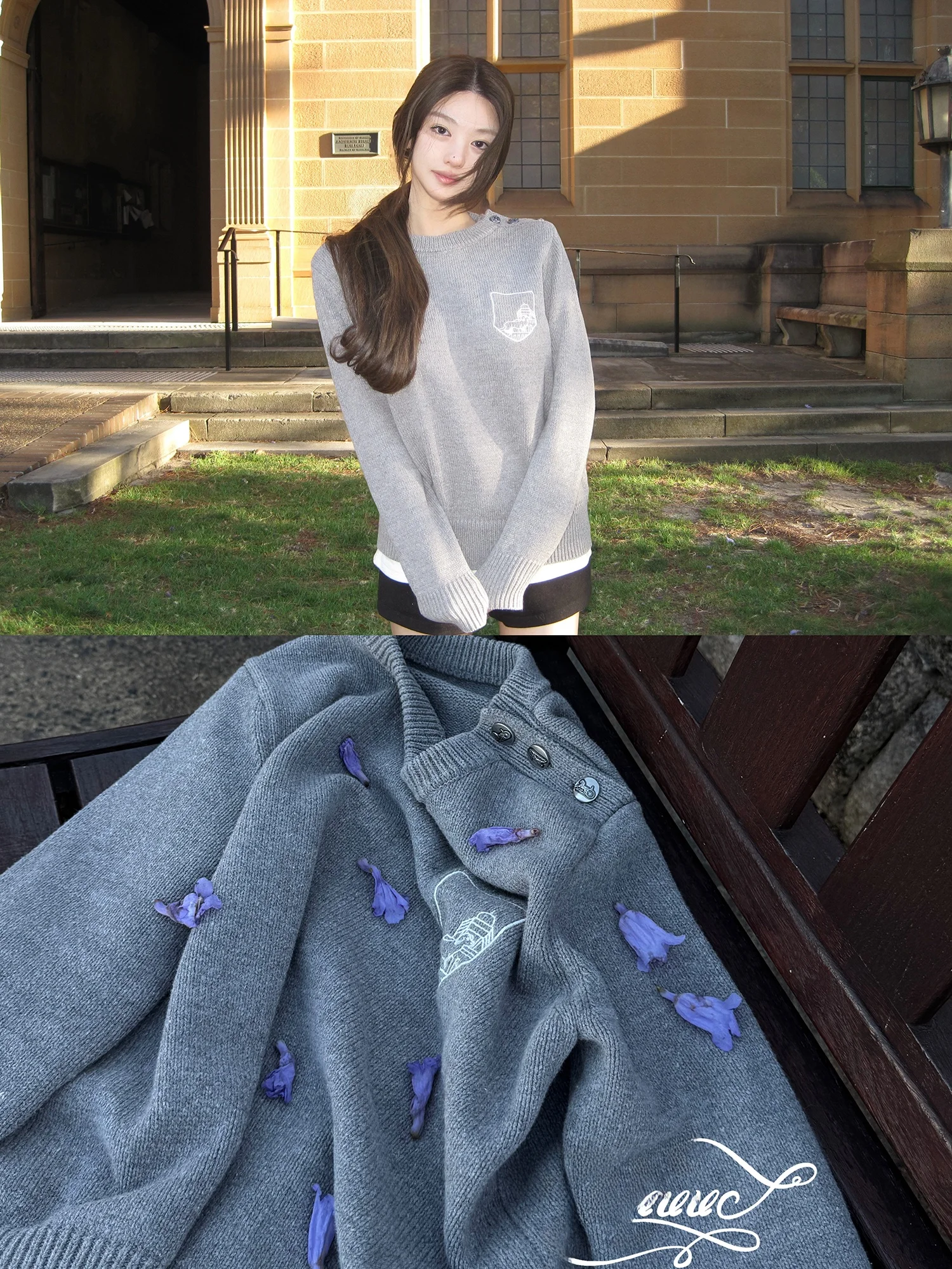 

Оригинальная серия Wuuus: Вязаный свитер-футболка с вышивкой и пуговицами на плечах, из смесового хлопка, с изображением маленькой собачки из Fairy T Town.