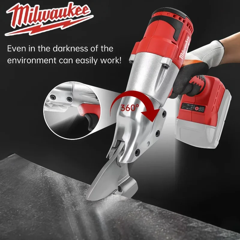 Milwaukee Elektrická žehlička, nůžky, akumulátorové nůžky na kov 400 W, bezkartáčové nůžky na plech, 2 nastavitelné rychlosti s LED světlem, 18 V elektrické nářadí - náhled 3