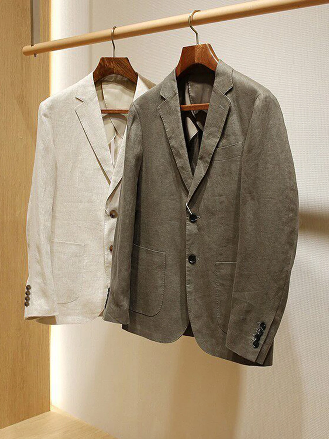 Slim Fit Linen Suit Set for Men Casual Business Commute Breathable Thin Spring Summer Menswear Pure Color Trousers Jacket