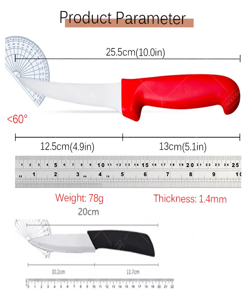 WXCOO Stainless Steel Professional Boning Knife with Non‑Slip Handle Chef Knife for Meat Cleaver Fish Knife Fruit Utility Knife