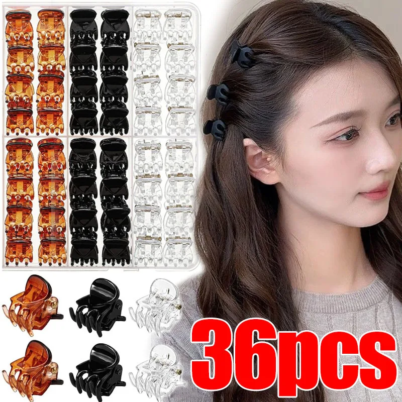 

Набор мини-заколок для волос разных цветов, 36 шт./упаковка, простые маленькие пластиковые зажимы-невидимки для женщин и детей, корейские аксессуары для укладки волос