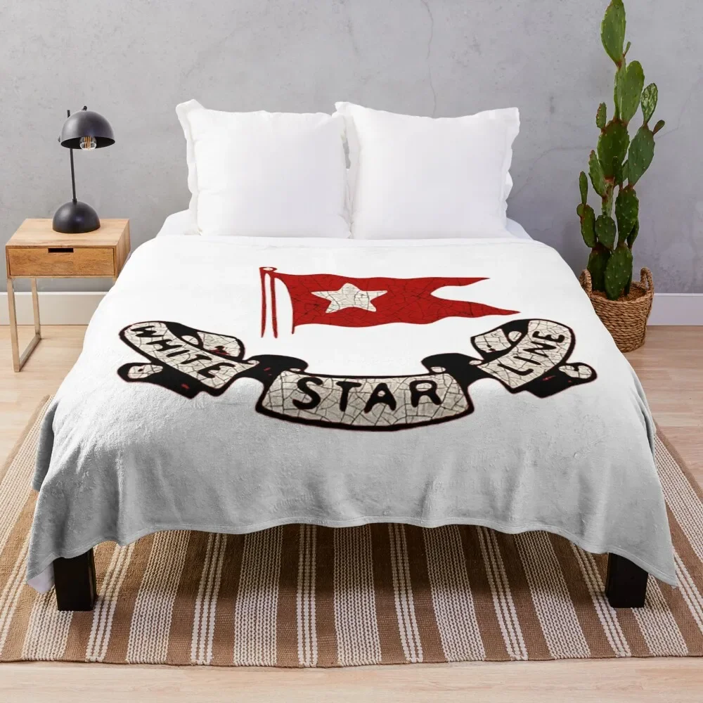 White Star Line T-ShirtWhite Star Line Throw Blanket Camping warm for winter Warm Shaggy Blankets