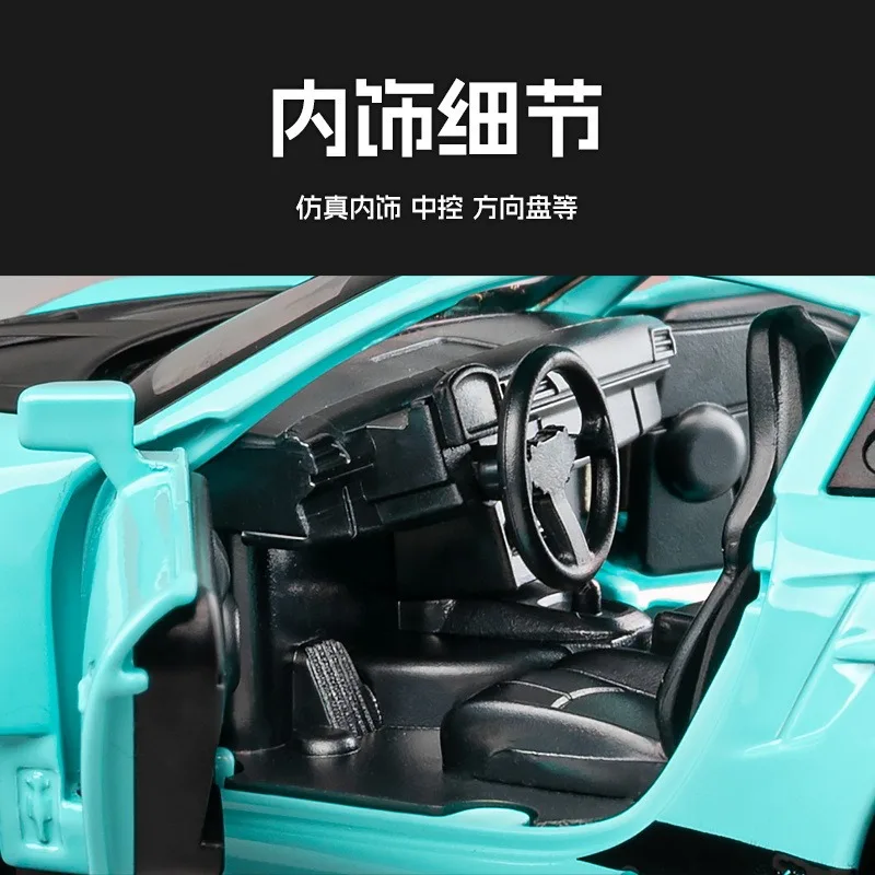 1:32 Porsche 911 Alloy Race Car Six Open Doors Four Wheel Shock Steering Light Sound Pull Back Desktop Display Collection Gift view 3