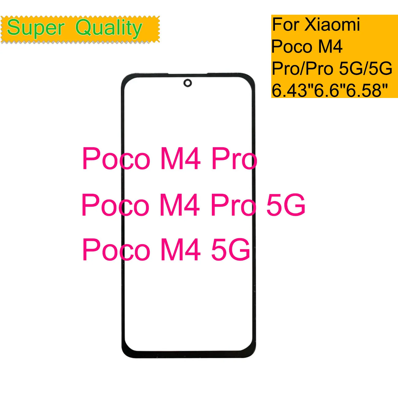 

10Pcs/Lot For Xiaomi Poco M4 5G Touch Screen Panel Front Outer Glass Lens For Xiaomi Poco M4 Pro 5G LCD Glass Front With OCA