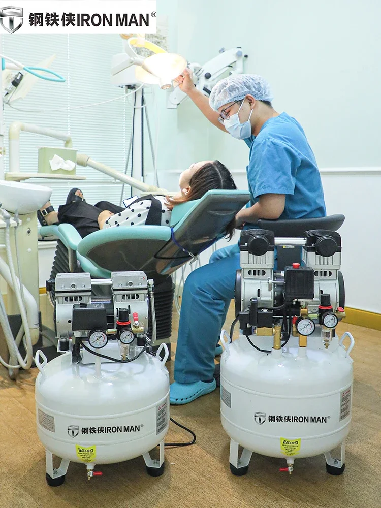 Dental air compressor 220v oil-free silent air pump High-pressure air compressor Clinic compressor one for three air pumps. image 3