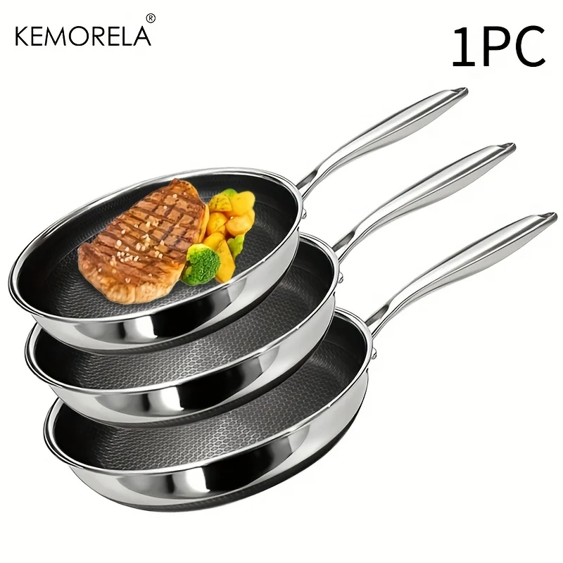 Stainless Steel Frying Pan 316 Stainless Steel Whole Body Tri-Ply Wok Pan Double-sided Honeycomb Skillet Suitable for All Stove