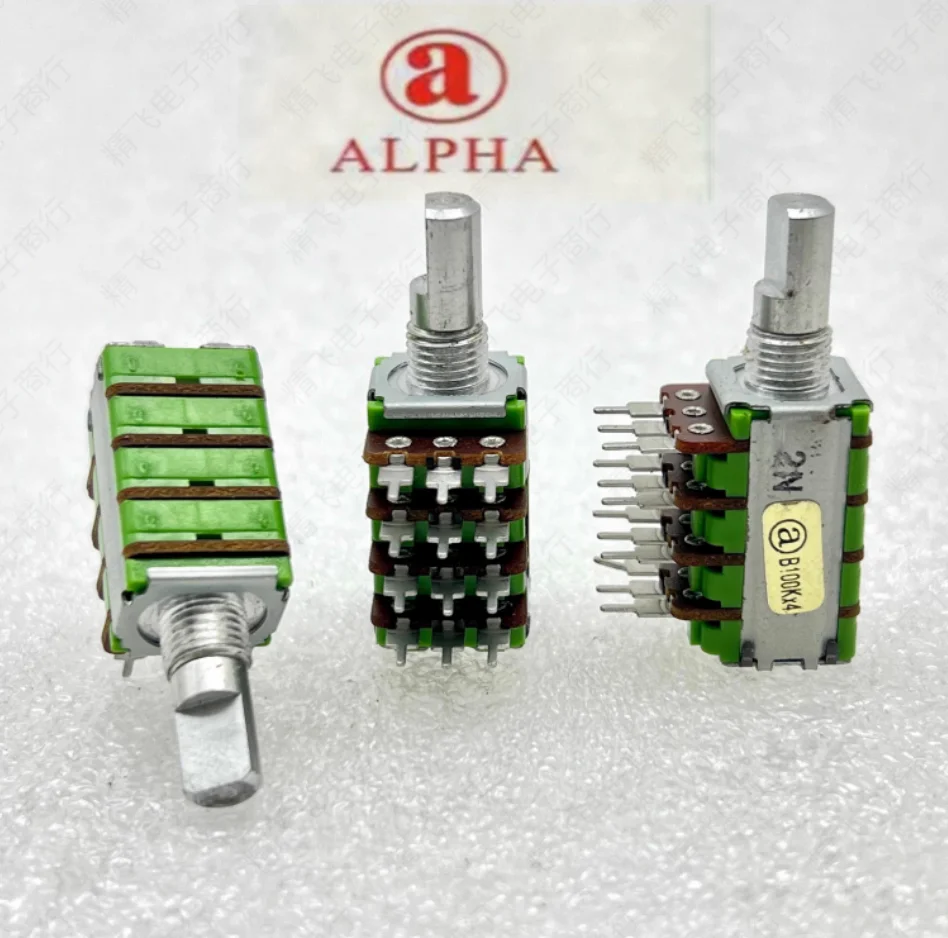 1 pcs. Taiwan ALPHA Alpha RK12 precision potentiometer quad B100K * 4 shaft length 15MM quad channel