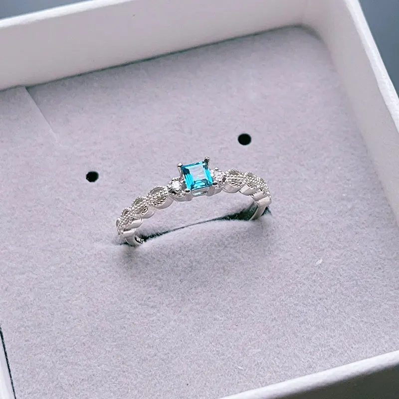 

Кольцо с натуральным топазом квадратной формы 3 мм, лондонский синий топаз, серебряное кольцо с сертификатом, позолоченное 18-каратным золотом, из настоящего серебра 925 пробы.