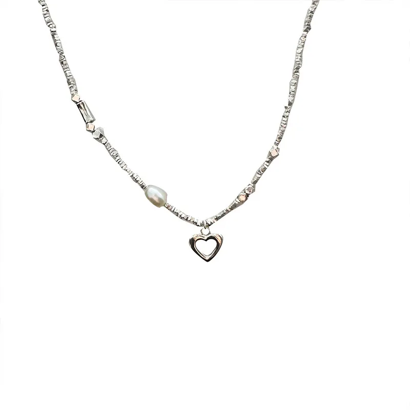 

S925 Sterling Silver Side Body Round Tube Retro Women's Necklace Simple and Personalized Thai Silver Short Collar Chain