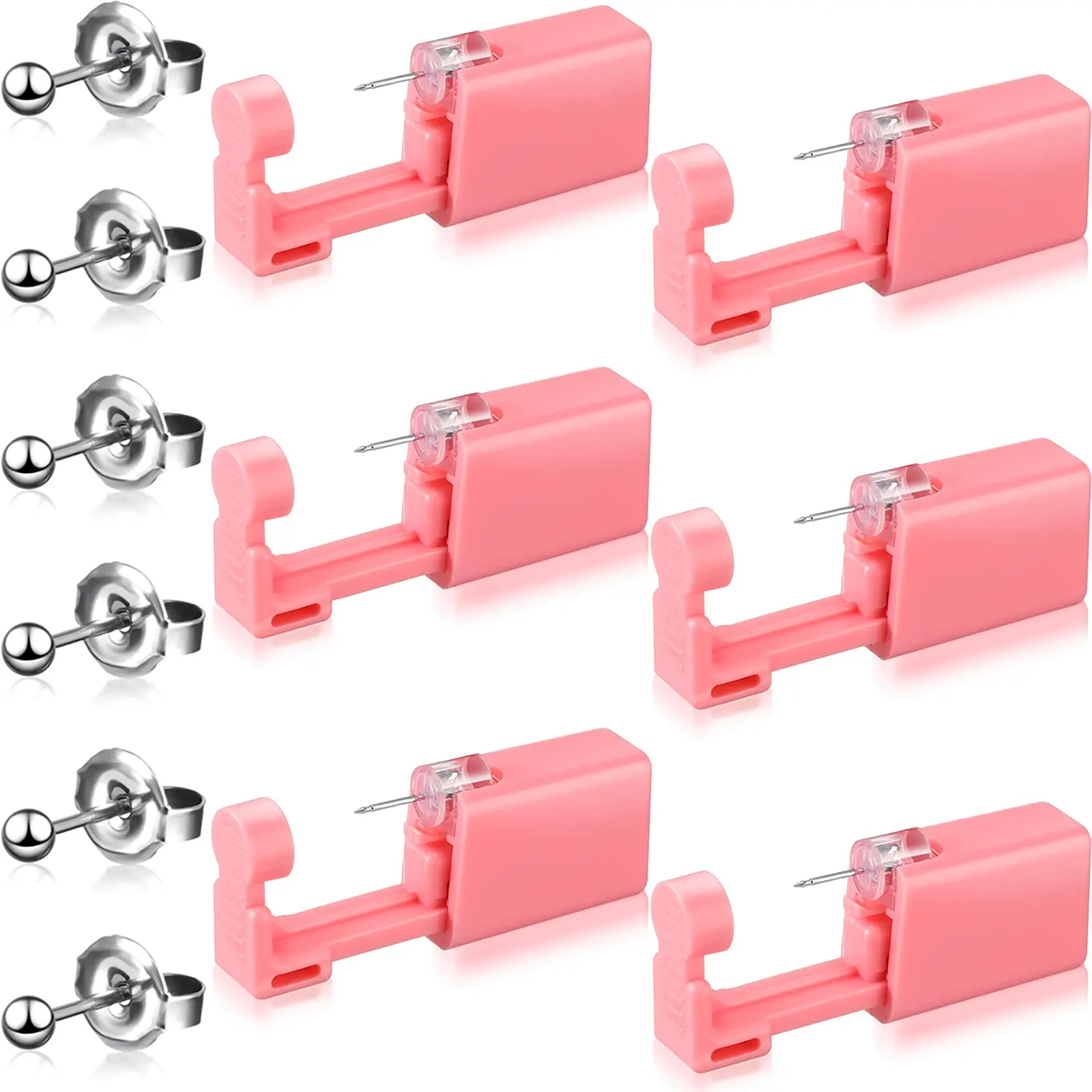 6 Pcs Disposable Ear Piercing Gun Kit with Earrings for Women Men | Self Piercing Gun Safe Needle Tip 2mm Studs