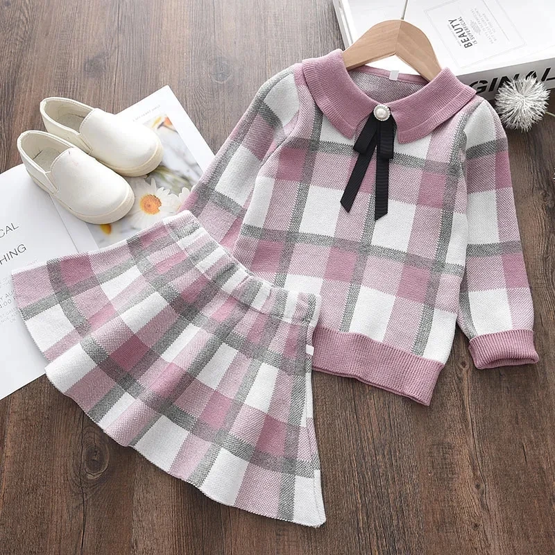 Bear Leader Winter Baby Girl Knitted Dress Warm Autumn Toddler Girls Ruffled Sleeve Sweater Dress Clothing Outfits Lace Dresses