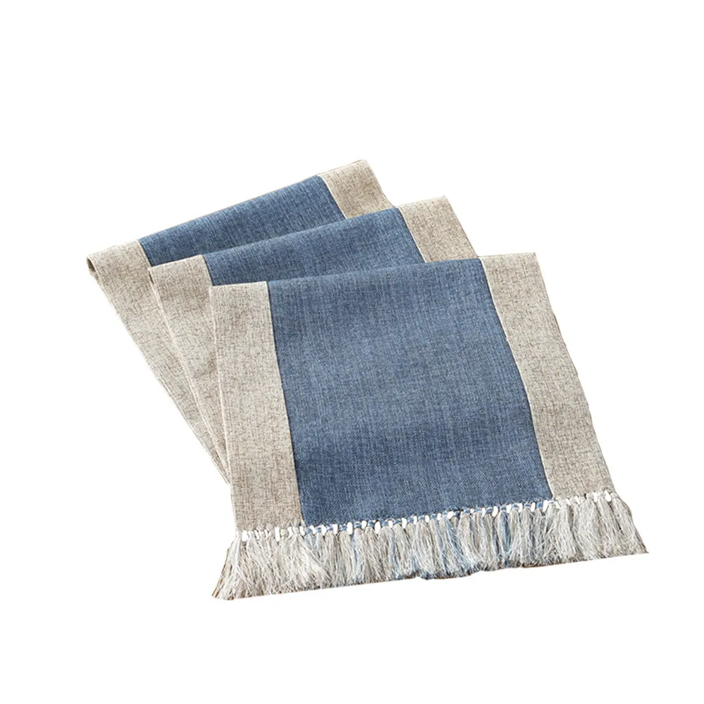 1Pcs Cotton Linen Tassel Table Flag Retro Vintage Style Thick Anti-Wrinkle Washable Table Cover for Home Hotel Wedding Party