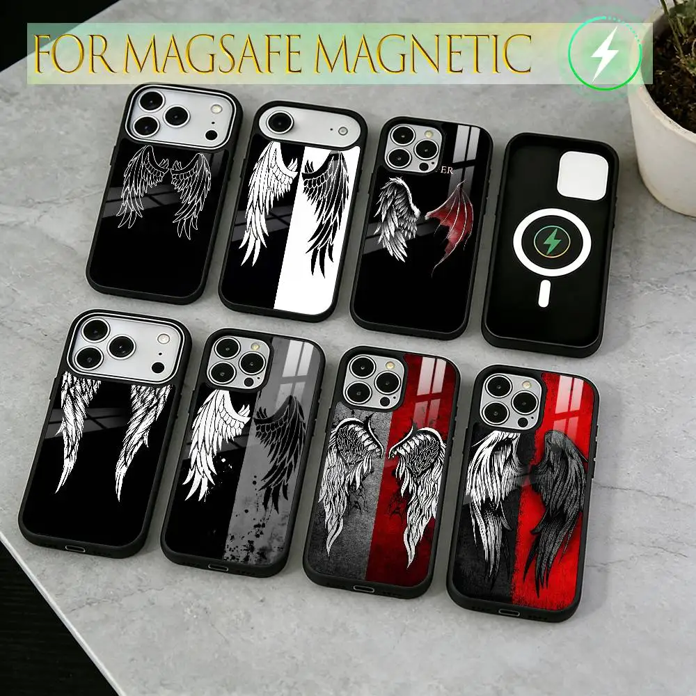 

Angel wings Phone Case For iPhone17,16,15,14,13,12,11 Plus,Pro Magnetic with Magsafe Wireless Charging