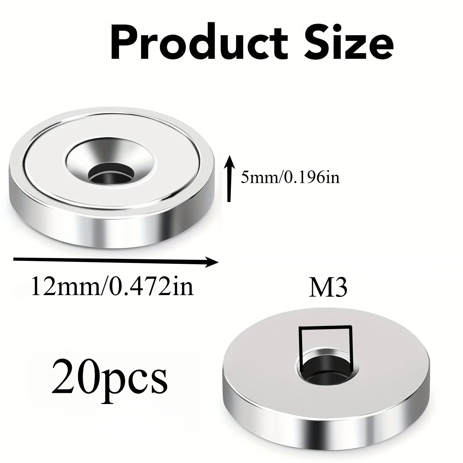 10x5/12x5/15x3/20x3mm Senkmagnete in verschiedenen Ausführungen, geeignet für Labore, Lautsprecher, Türen und Fenster – Detail 4