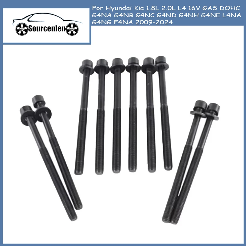 

10Pc Engine Cylinder Head Bolts For Hyundai Kia 1.8L 2.0L L4 16V GAS DOHC G4NA G4NB G4NC G4ND G4NH G4NE L4NA G4NG F4NA 2009-2024