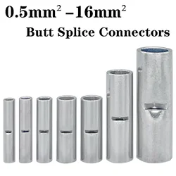 BN Pure Copper Splice Wire Connector Tubular Crimp Terminals 24-6AWG Tube Butt Splices Terminal Electrical Wire Cable Connection