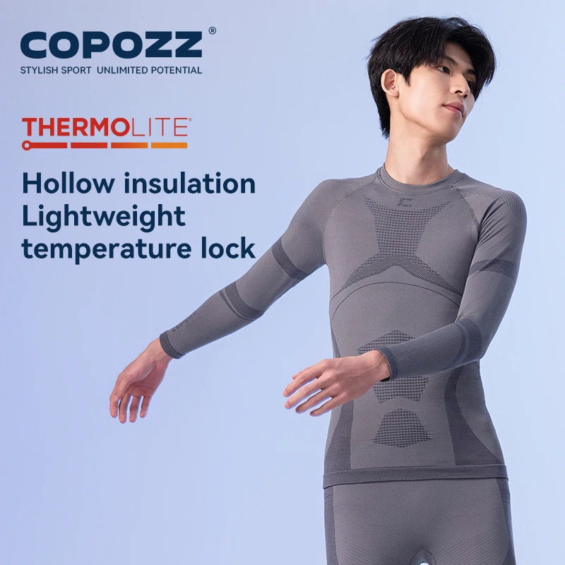 COPOZZ Female Male Merino Wool Ski Thermal Underwear Set Functional Compression Tracksuit Tight Snowboard Tops and Pants Adult