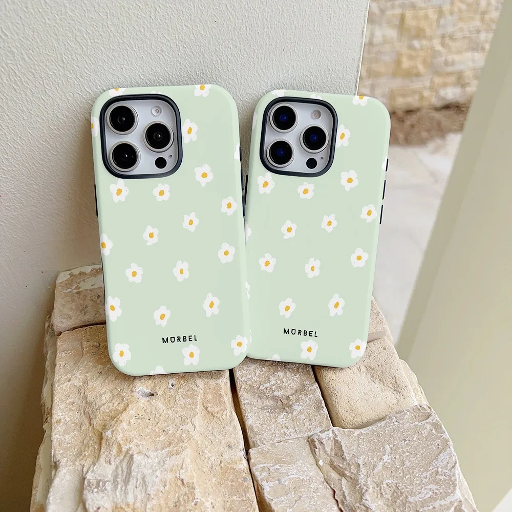 Fresh Daisy Print Phone Case for Samsung Galaxy S22 S23 S24 S25 S26 FE Plus Ultra Edge 4G 5G Luxury Double-layer