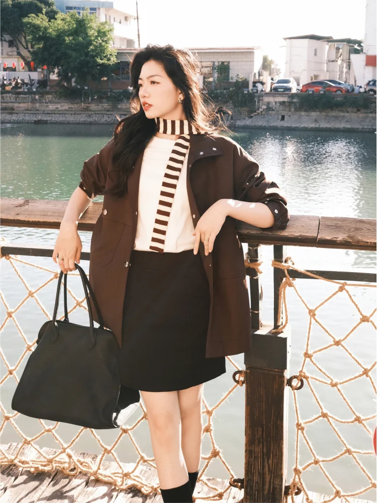 

Meiyang Нейтральный комплект спецодежды с широкими штанинами и девятью очками, пальто, повседневное пальто из полиэфирного волокна, длинный свек, откидной воротник, осенний спа...