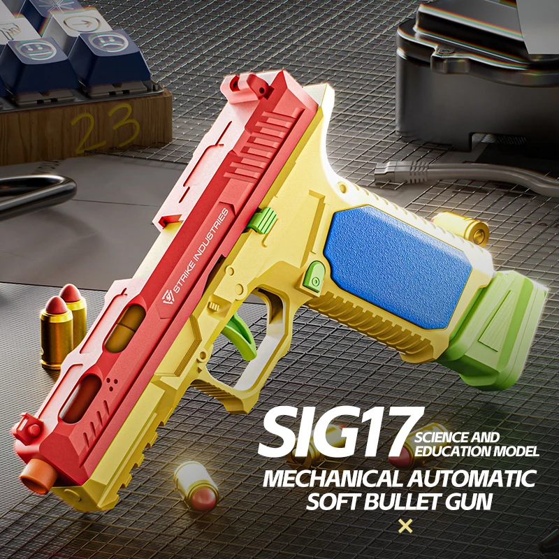 SIG17 Continuous Firing Building Block Toy Gun Shell Throwing Airsoft Blowback Empty Hanging Pistol Outdoor CS Outdoor Shooting